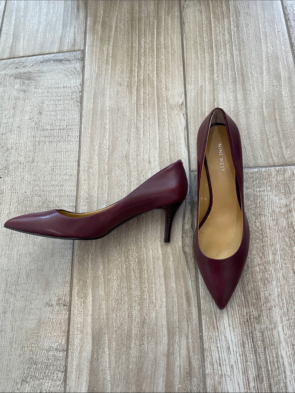 Nine West burgundy heels, size 8.5